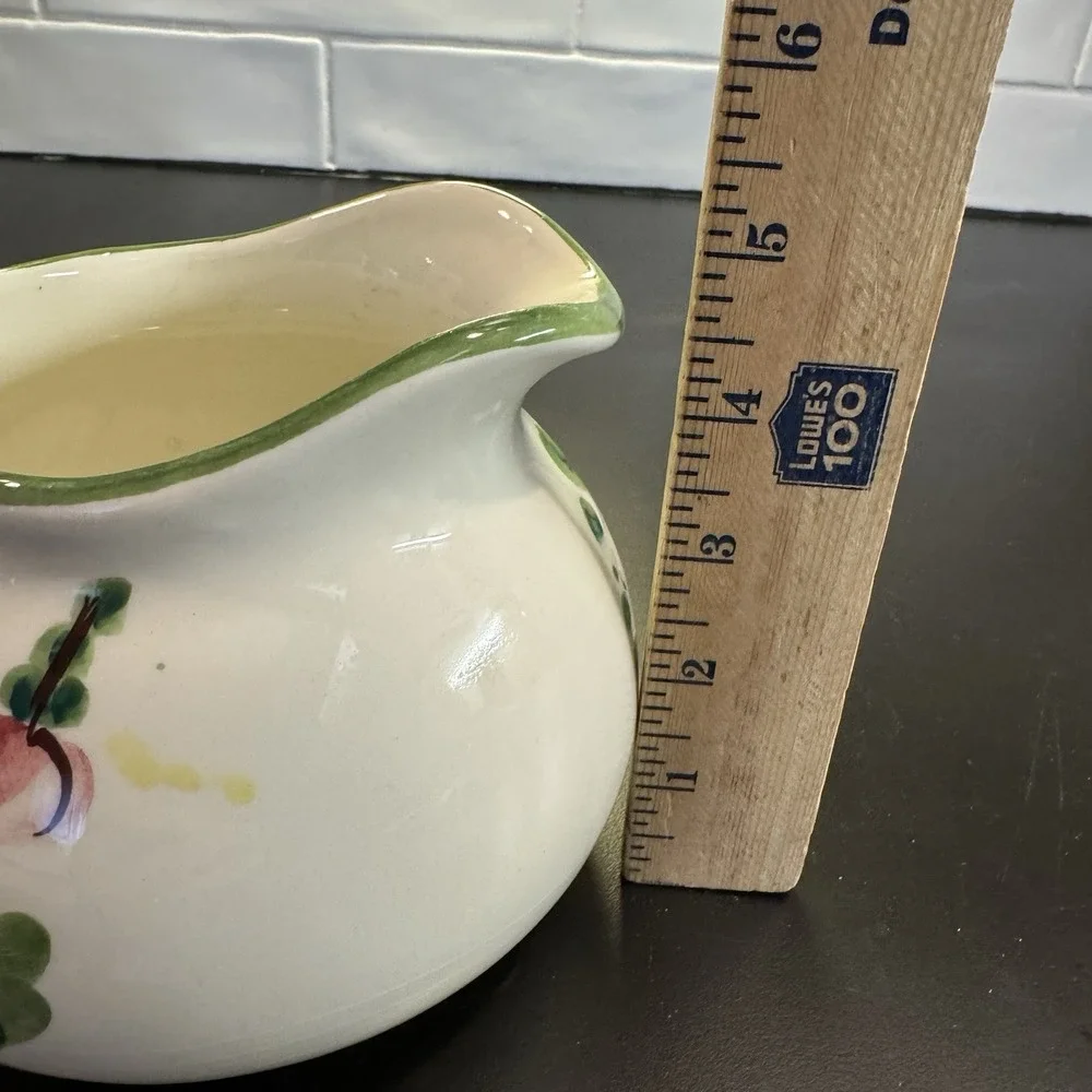 Vintage Floral‎ Ceramic Pitcher Vase Hand Painted in Italy Cottage Core Country